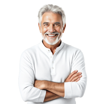 A man with a white shirt and gray hair png
