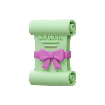 3D Rendered Diploma Scroll with Pink Bow Graduation Certificate png