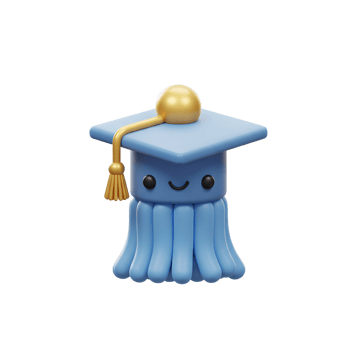 Cute Graduate Octopus 3D Render Illustration png