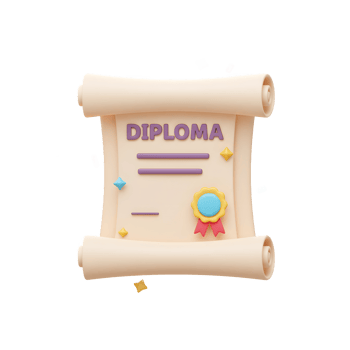 Cute 3D Diploma Scroll with Confetti Graduation Certificate png