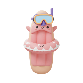 Cute Cartoon Summer Floatie with Snorkel 3D Render png