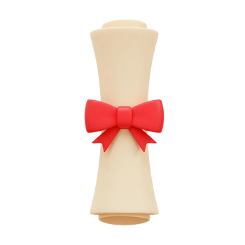 3D Rendered Certificate Scroll with Red Bow png