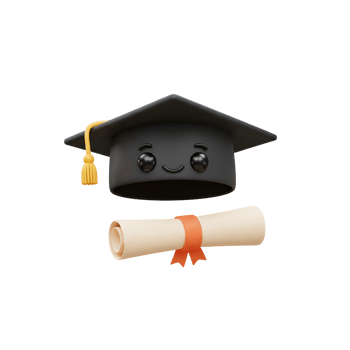 Cute Graduation Cap and Diploma 3D Render png