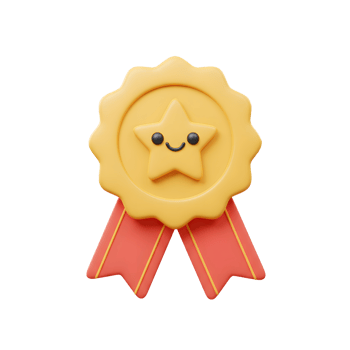 Cute 3D Rendered Award Medal with Happy Star png