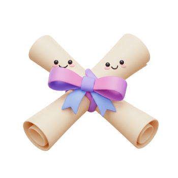 Cute 3D Rendered Diplomas with Bow Graduation Gift png
