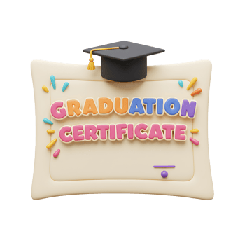 Graduation Certificate 3D Render of Colorful Certificate and Graduation Cap png