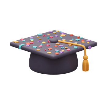 Festive Graduation Cap 3D Render Colorful Confetti png