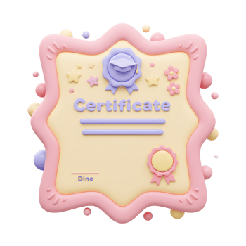Cute 3D Rendered Certificate Design Pastel Colors png