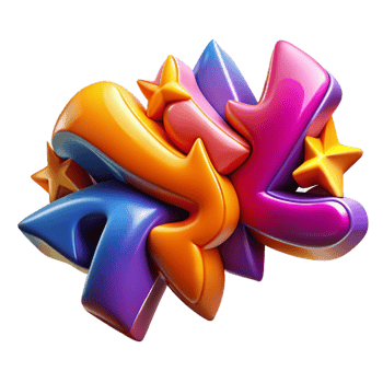 dramatic modern Abstract 3D Colorful Arrows and Stars high quality png