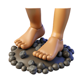 wonderful modern dramatic artistic Cartoon Feet on Rocks 3D Render high resolution professional png