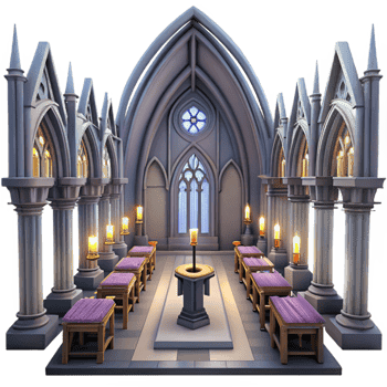 vibrant abstract Gothic Chapel 3D Render high quality png