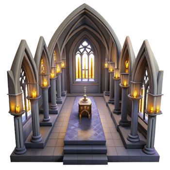 dramatic traditional 3D Gothic Chapel Illustration genuine png