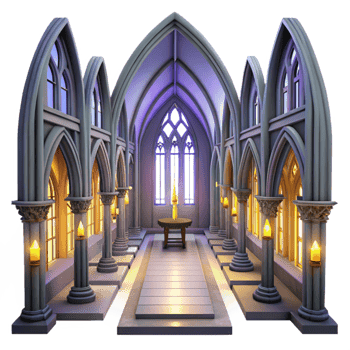 stunning classic vibrant vintage Gothic Chapel 3D Render genuine original png