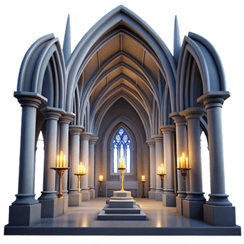 wonderful modern Gothic Chapel 3D Render high resolution png