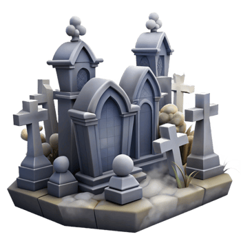 extraordinary rustic Stylized 3D Graveyard Illustration exclusive png