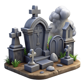 vibrant rustic Spooky 3D Graveyard Illustration high quality png