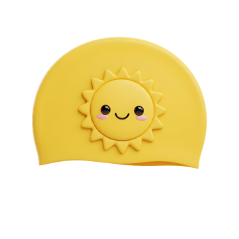Cute Yellow Sun Swim Cap for Kids Summer Fun png