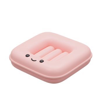 Adorable Pink Square Soap Dish with Happy Face png