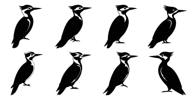 Woodpecker Silhouette Bundle for Wildlife and Nature Designs vector