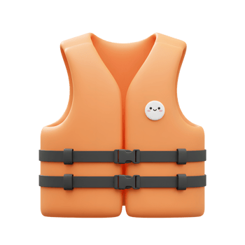 Cute Orange Life Vest 3D Render Illustration png