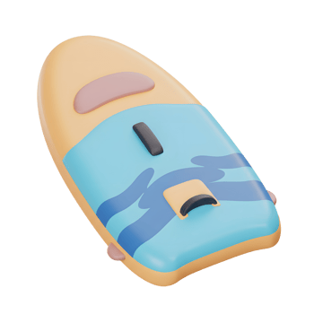 Stylish 3D Render of a Summer Surfboard png