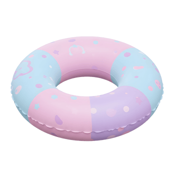 Cute Pastel Pink and Blue Inflatable Swim Ring for Summer Fun png
