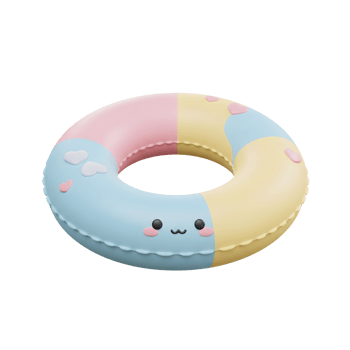 Adorable Pastel Swim Ring Summer Fun Pool Float Toy png