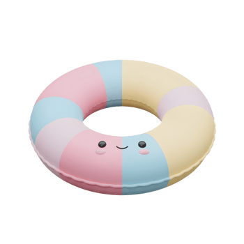 Cute Pastel Swim Ring Summer Fun Inflatable Pool Float png