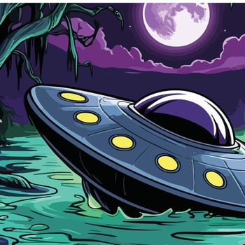 Aliens Plane Sin On The Green Sea vector