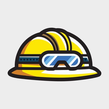 Safety Cap with goggles - Safety Helmet - SAfety Equipment vector
