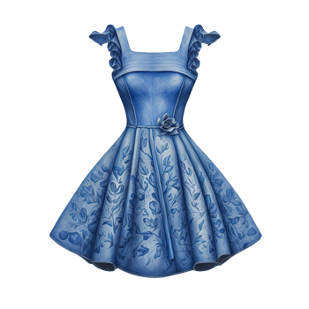 A Whisper of Elegance A Stunning Blue Womens Dress Captured on a Crisp Transparent Background, Perfectly Showcasing Its Flowing Silhouette and Timeless Charm. png