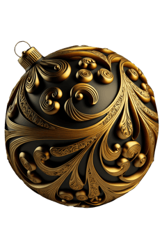 Elegance in Gold A single shimmering Christmas bauble glistens against a transparent backdrop, capturing the essence of festive charm and holiday warmth. png