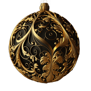 Shimmer of Festivity A Single Golden Christmas Ornament Radiating Warmth and Elegance Against a Crisp, Clear Canvas. png