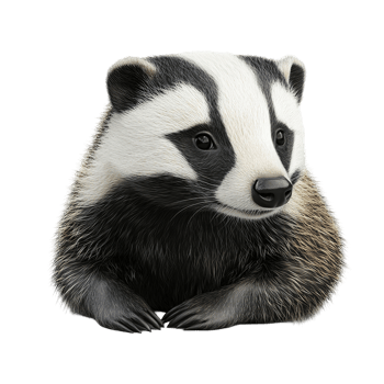 Adorable European Badger Cub Portrait Close Up Isolated on Transparent Background png