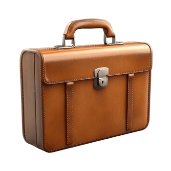 A Classic Brown Leather Briefcase Business Portfolio Isolated on Transparent Background png