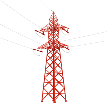 Red High Voltage Power Transmission Tower Electricity Pylon png