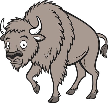 Cartoon Bison Illustration for Kids Educational and Coloring Book Design vector