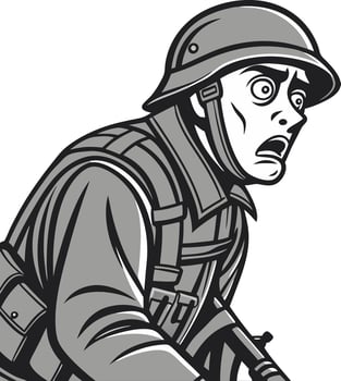 Intense Soldier Expression for Historical Illustrations and Graphics vector