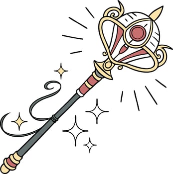 Vintage Magical Scepter Illustration for Fantasy Design and Decoration vector