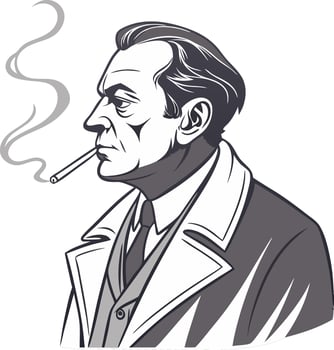 Vintage Style Smoking Man Portrait Illustration for Art and Design Projects vector