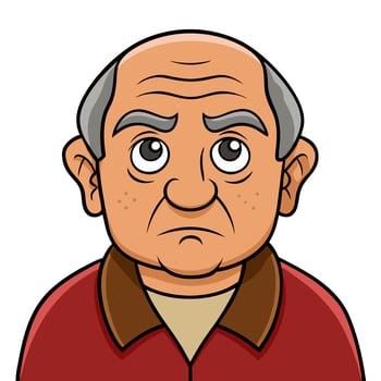 Elderly Man Cartoon Portrait Art Expressive Character Design vector