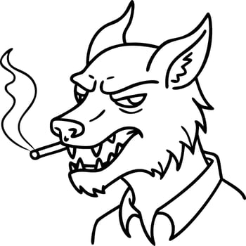 Smoking Werewolf Line Art Illustration for Tattoo and Design Projects vector