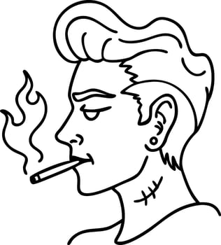 Stylish Young Man Smoking Illustration for Tattoos and Design Projects vector