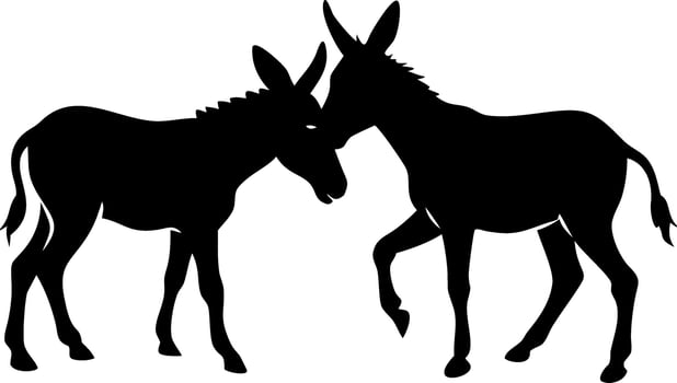 Two Donkeys Silhouette Illustration for Art and Design Projects vector