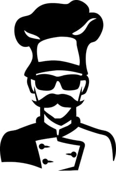 Chef Silhouette with Mustache and Sunglasses for Logos and Branding Designs vector