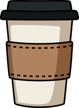 Takeaway coffee cup with a black lid and a modern design. vector