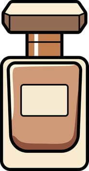 Small beige perfume bottle with a square design and elegant cap. vector
