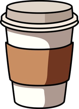 Brown takeaway coffee cup with a lid and classic design. vector