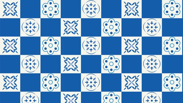 Beautiful blue and white seamless tile background with intricate floral and ornamental motifs. A classic ceramic inspired design ideal for home decor, digital prints, textiles. vector