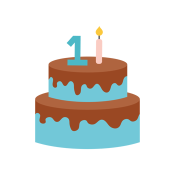 first birthday cake with candle and number png